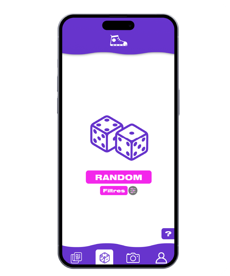 Mockup de l'outil random de l'application Wassup.