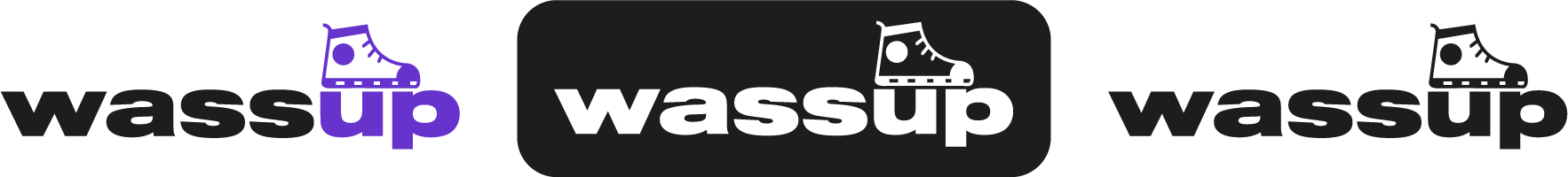 Le logo de l'application Wassup et ses dérivées.